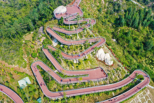 航拍广东珠海香山湖公园香山云道