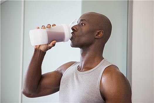 运动,男人,喝,蛋白质,健身房