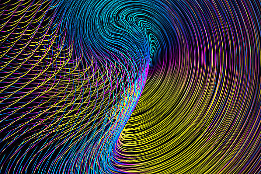彩色曲线组成发光螺旋状扭曲抽象纹理图案背景
