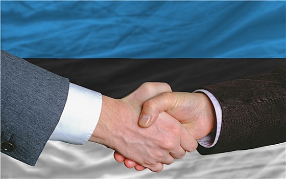 商务人士,握手,交易,正面,爱沙尼亚,旗帜