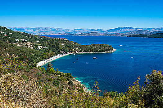 俯瞰,上方,海滩,科孚岛,爱奥尼亚群岛,希腊,欧洲