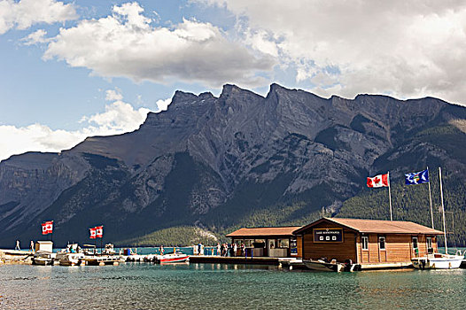 建筑,港口,船,室外,高山湖,班芙,艾伯塔省,加拿大