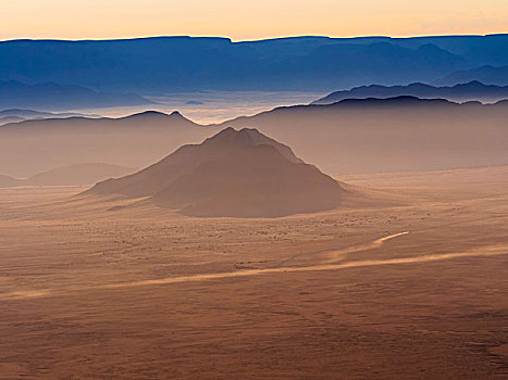 早晨,上方,山,荒野,自然保护区,纳米布沙漠,区域,纳米比亚,非洲