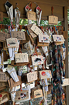 木质,祈祷,铭牌,日本神道,神祠,城市,中心,京都,日本,亚洲