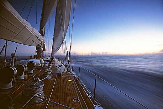 帆,南,加勒比,百慕大,平静,早晨,大西洋,海洋