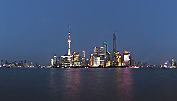 上海浦东外滩风光夜景