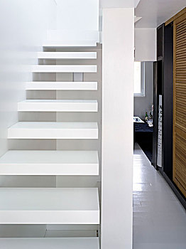 白色,楼梯,风景,走廊