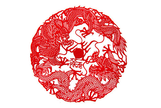 龍鳳吉祥剪紙