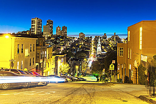 夜景,街道,市区,旧金山