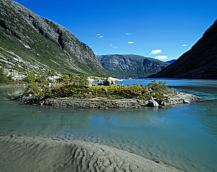 结冰,水,湖,一个,冰河,湾,斯特达尔布林冰川,挪威,斯堪的纳维亚,欧洲