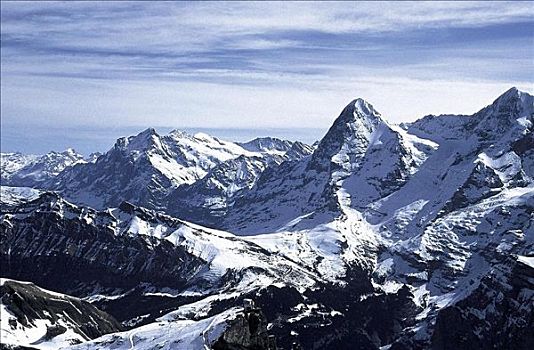 山峰,雪,冬天,艾格尔峰,贝塔峰,伯恩高地,瑞士,欧洲