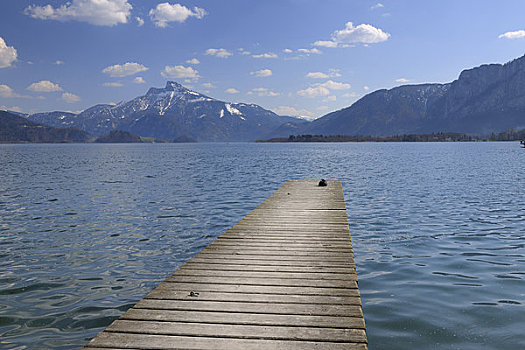 码头,湖,月亮湖地区,萨尔茨卡莫古特,上奥地利州,奥地利