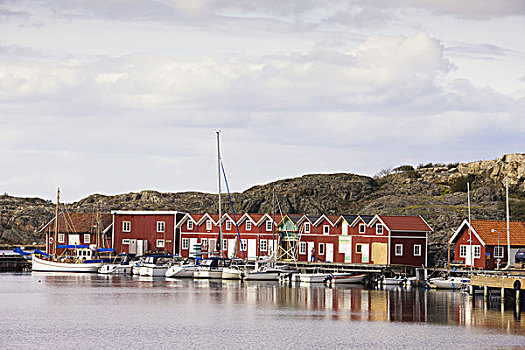 瑞典,布赫斯兰,捕鱼,住宅区,港口,船,房子