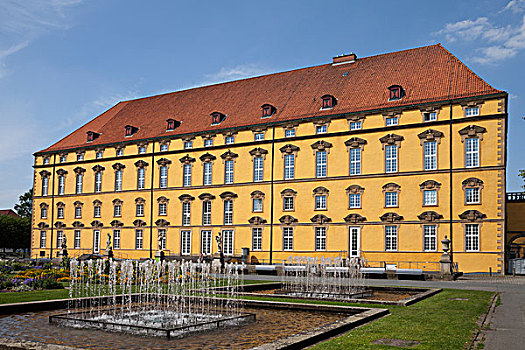 城堡,花园,喷泉,大学,下萨克森,德国,欧洲