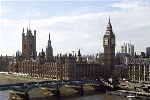 大本钟,议会大厦,威斯敏斯特桥,伦敦,英格兰,英国,欧洲