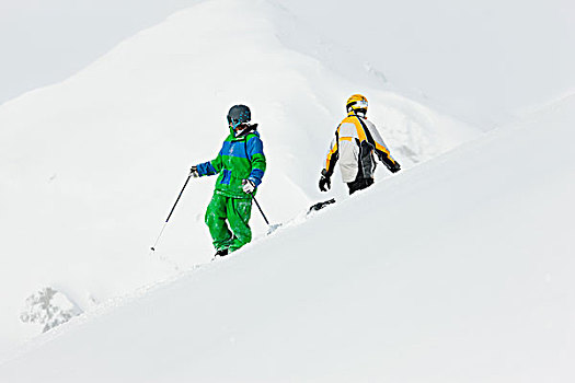 滑雪,滑雪板玩家,雪地,高山,冬季风景,期待,下坡,比赛