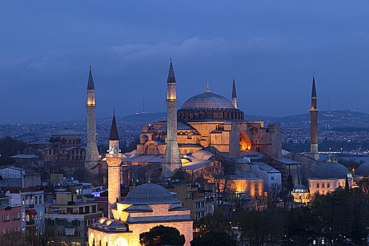 博物馆,光亮,黄昏,圣索菲亚教堂,伊斯坦布尔,土耳其