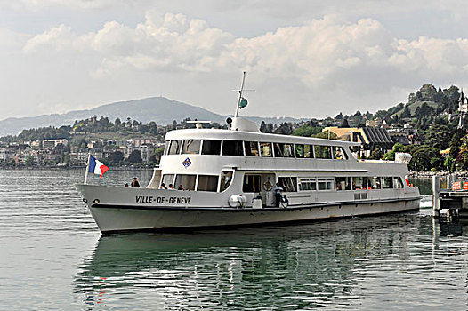 游船,渡轮,蒙特勒,日内瓦湖,瑞士,欧洲