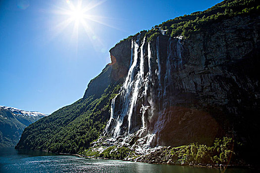 七姐妹白崖,瀑布,挪威