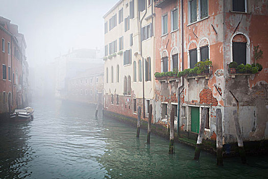 水道,雾,威尼斯