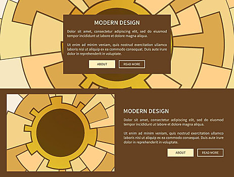 现代,设计,两个,网页,矢量,插画,图片,圆,圆形,黄色,褐色,彩色,文字,按钮