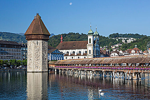 瑞士,卢塞恩市,小教堂,桥