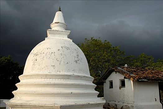 佛教,白色,佛塔,庙宇,斯里兰卡,南亚,亚洲