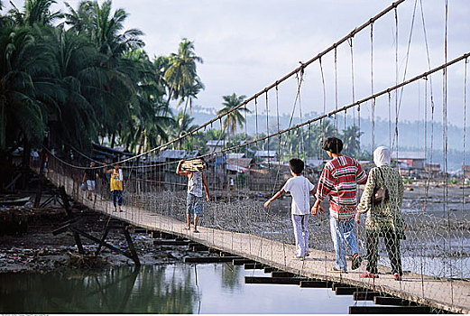 人,走,步行桥,棉兰老岛,菲律宾