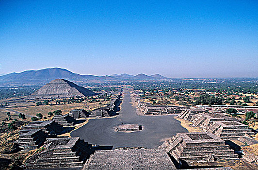 墨西哥,特奥蒂瓦坎,太阳金字塔,俯拍,古老,建筑,金字塔,背景