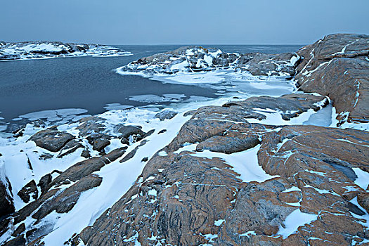 岩石海岸,冰冻,海洋