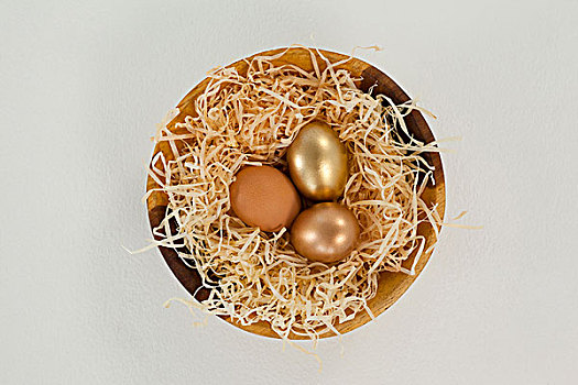 金色,复活节彩蛋,器具,白色背景