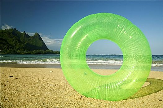 夏威夷,考艾岛,隧道,海滩,绿色,胎圈