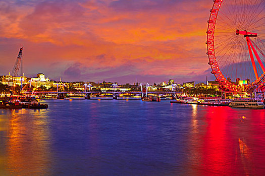 伦敦,日落,泰晤士河,靠近,大本钟,英格兰