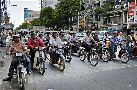 摩托车,轻型摩托车,交通,混乱,胡志明市,西贡,越南,东南亚
