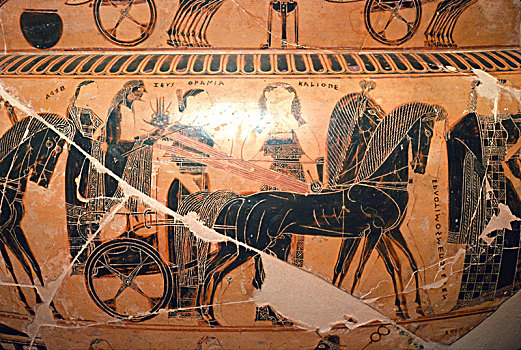 特写,宙斯,马车,花瓶,6世纪,世纪,艺术家