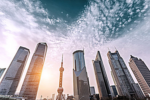 向上,看,摩天大楼,地标,上海