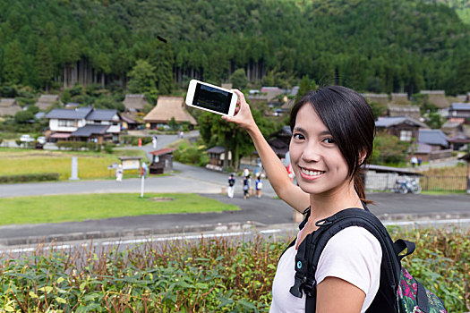 旅行,女人,手机,京都