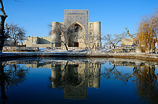 乌兹别克斯坦,布哈拉,水池,清真寺