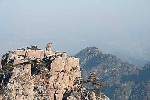 黄山石猴观海景