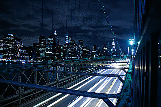 布鲁克林,桥,夜晚,纽约,美国