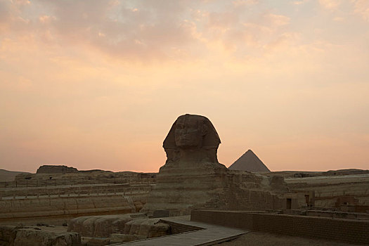 狮身人面像,吉萨金字塔,日落,埃及