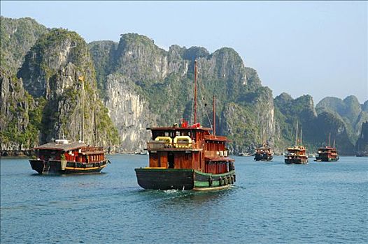 船队,帆船,船,下龙湾,越南