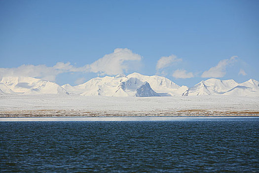 青海,可可西里,科考湖,湖对面就是青海省最高峰布格达坂峰
