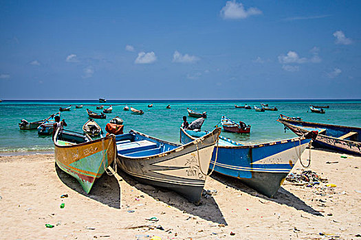 彩色,渔船,岛屿,索科特拉岛,也门,亚洲