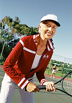 成年,女人,拿着,网球拍,头像