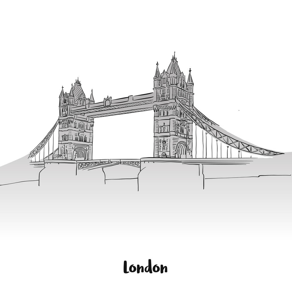伦敦塔桥简笔画手绘图片