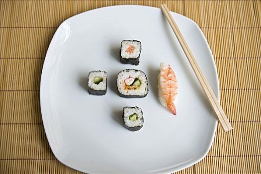 寿司,筷子,盘子