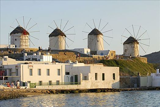 希腊,基克拉迪群岛,米克诺斯岛,风车