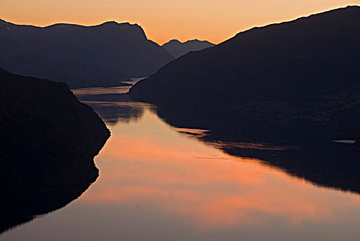 日落,后面,局部,挪威,欧洲