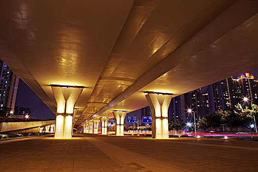 空,人行道,仰视,高架路,现代,城市